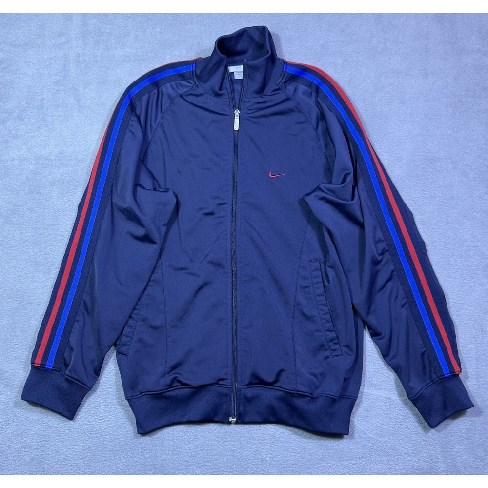 VINTAGE Nike Jacket Mens S Track Jacket Y2K Full Zip Swoosh Relaxed Athleisure
